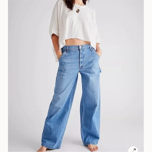 MOTHER The Fun Dip Utility Puddle Jeans Wide leg Sz 24 - Picture 5 of 14